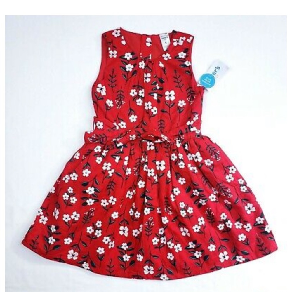 Carters holiday red floral dress size 8 NWT